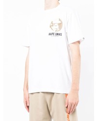 Мужская белая футболка с круглым вырезом с принтом от AAPE BY A BATHING APE