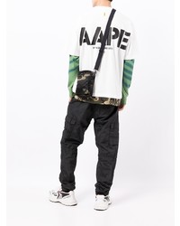 Мужская белая футболка с круглым вырезом с принтом от AAPE BY A BATHING APE