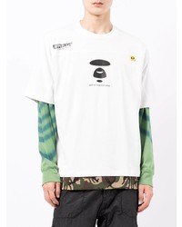 Мужская белая футболка с круглым вырезом с принтом от AAPE BY A BATHING APE