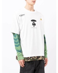 Мужская белая футболка с круглым вырезом с принтом от AAPE BY A BATHING APE