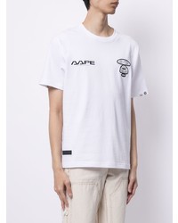 Мужская белая футболка с круглым вырезом с принтом от AAPE BY A BATHING APE