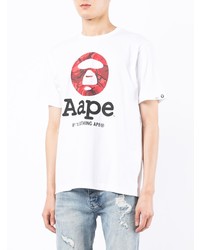 Мужская белая футболка с круглым вырезом с принтом от AAPE BY A BATHING APE