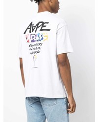 Мужская белая футболка с круглым вырезом с принтом от AAPE BY A BATHING APE