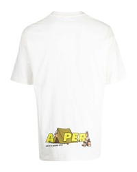 Мужская белая футболка с круглым вырезом с принтом от AAPE BY A BATHING APE