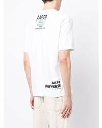 Мужская белая футболка с круглым вырезом с принтом от AAPE BY A BATHING APE