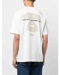 Мужская белая футболка с круглым вырезом с принтом от AAPE BY A BATHING APE