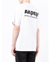 Мужская белая футболка с круглым вырезом с принтом от AAPE BY A BATHING APE