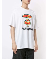 Мужская белая футболка с круглым вырезом с принтом от AAPE BY A BATHING APE