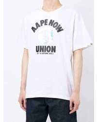 Мужская белая футболка с круглым вырезом с принтом от AAPE BY A BATHING APE