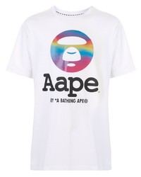 Мужская белая футболка с круглым вырезом с принтом от AAPE BY A BATHING APE