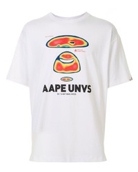 Мужская белая футболка с круглым вырезом с принтом от AAPE BY A BATHING APE