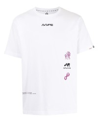 Мужская белая футболка с круглым вырезом с принтом от AAPE BY A BATHING APE