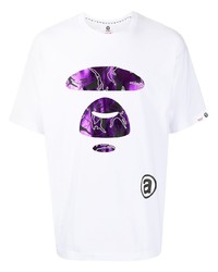 Мужская белая футболка с круглым вырезом с принтом от AAPE BY A BATHING APE