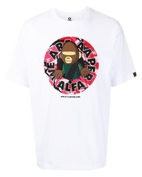 Мужская белая футболка с круглым вырезом с принтом от AAPE BY A BATHING APE