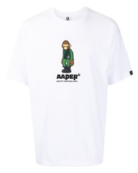 Мужская белая футболка с круглым вырезом с принтом от AAPE BY A BATHING APE