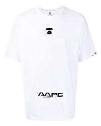 Мужская белая футболка с круглым вырезом с принтом от AAPE BY A BATHING APE