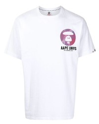 Мужская белая футболка с круглым вырезом с принтом от AAPE BY A BATHING APE