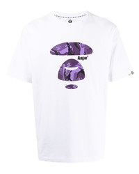 Мужская белая футболка с круглым вырезом с принтом от AAPE BY A BATHING APE