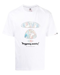 Мужская белая футболка с круглым вырезом с принтом от AAPE BY A BATHING APE