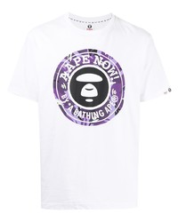 Мужская белая футболка с круглым вырезом с принтом от AAPE BY A BATHING APE