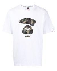 Мужская белая футболка с круглым вырезом с принтом от AAPE BY A BATHING APE