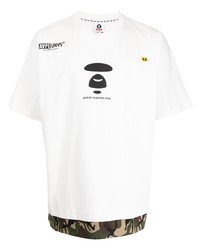 Мужская белая футболка с круглым вырезом с принтом от AAPE BY A BATHING APE