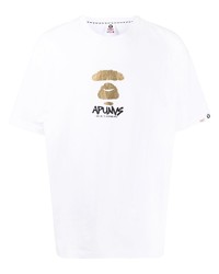 Мужская белая футболка с круглым вырезом с принтом от AAPE BY A BATHING APE