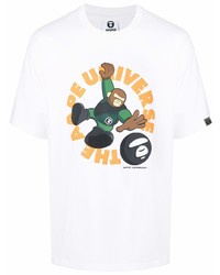 Мужская белая футболка с круглым вырезом с принтом от AAPE BY A BATHING APE