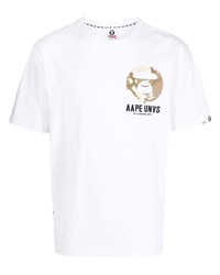 Мужская белая футболка с круглым вырезом с принтом от AAPE BY A BATHING APE