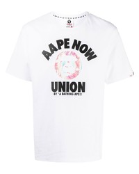 Мужская белая футболка с круглым вырезом с принтом от AAPE BY A BATHING APE