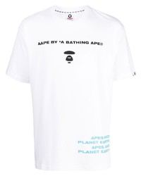 Мужская белая футболка с круглым вырезом с принтом от AAPE BY A BATHING APE