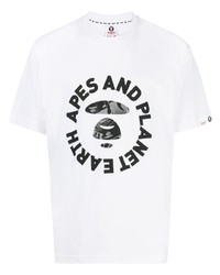 Мужская белая футболка с круглым вырезом с принтом от AAPE BY A BATHING APE