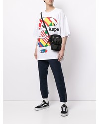 Мужская белая футболка с круглым вырезом с принтом от AAPE BY A BATHING APE