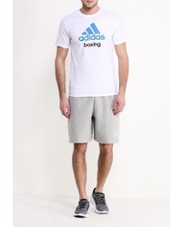 Мужская белая футболка с круглым вырезом с принтом от adidas Combat