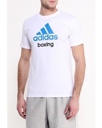 Мужская белая футболка с круглым вырезом с принтом от adidas Combat