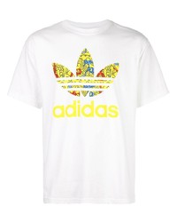 Мужская белая футболка с круглым вырезом с принтом от adidas