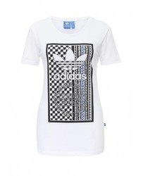 Женская белая футболка с круглым вырезом с принтом от adidas Originals