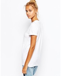 Женская белая футболка с круглым вырезом с принтом