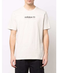 Мужская белая футболка с круглым вырезом с принтом от adidas