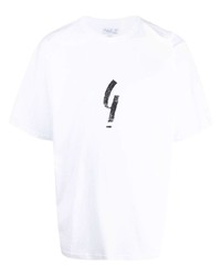 Мужская белая футболка с круглым вырезом с принтом от agnès b.