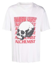 Мужская белая футболка с круглым вырезом с принтом от Alchemist