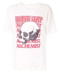 Мужская белая футболка с круглым вырезом с принтом от Alchemist