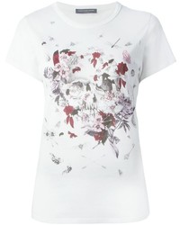 Женская белая футболка с круглым вырезом с принтом от Alexander McQueen