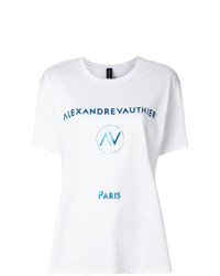 Женская белая футболка с круглым вырезом с принтом от Alexandre Vauthier