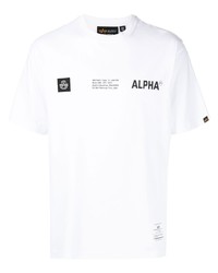 Мужская белая футболка с круглым вырезом с принтом от Alpha Industries