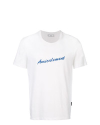 Мужская белая футболка с круглым вырезом с принтом от AMI Alexandre Mattiussi