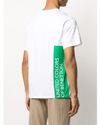 Мужская белая футболка с круглым вырезом с принтом от Benetton