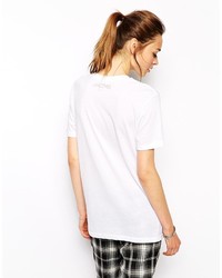 Женская белая футболка с круглым вырезом с принтом