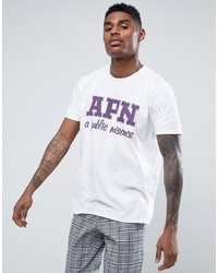 Мужская белая футболка с круглым вырезом с принтом от APN
