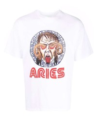 Мужская белая футболка с круглым вырезом с принтом от Aries